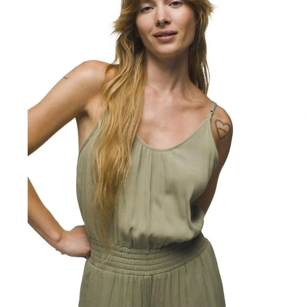 NWT Prana Fernie Strappy Wide Leg Jumpsuit Sage Green Swimsuit Beach Coverup